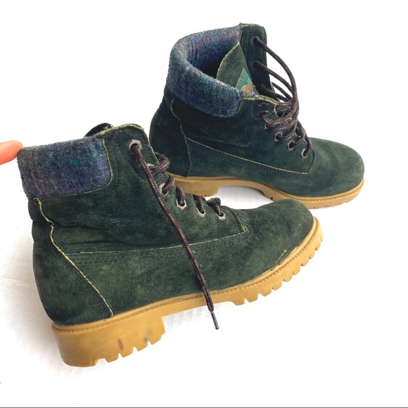 Wolverine Wilderness Green Suede Hiker Boots Plaid - Picture 1 of 11